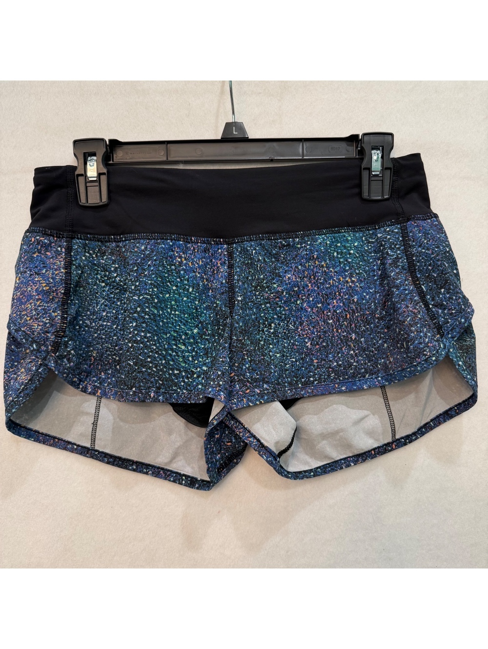 Lululemon Speed Shorts Size 4 Lined Blue Purple Strive Multi Splatter Print